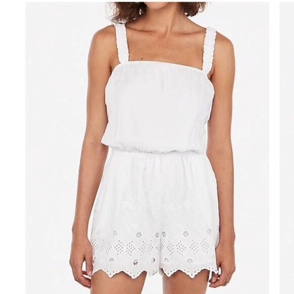 White Eyelet Lace Romper from Express NWT - Picture 1 of 6